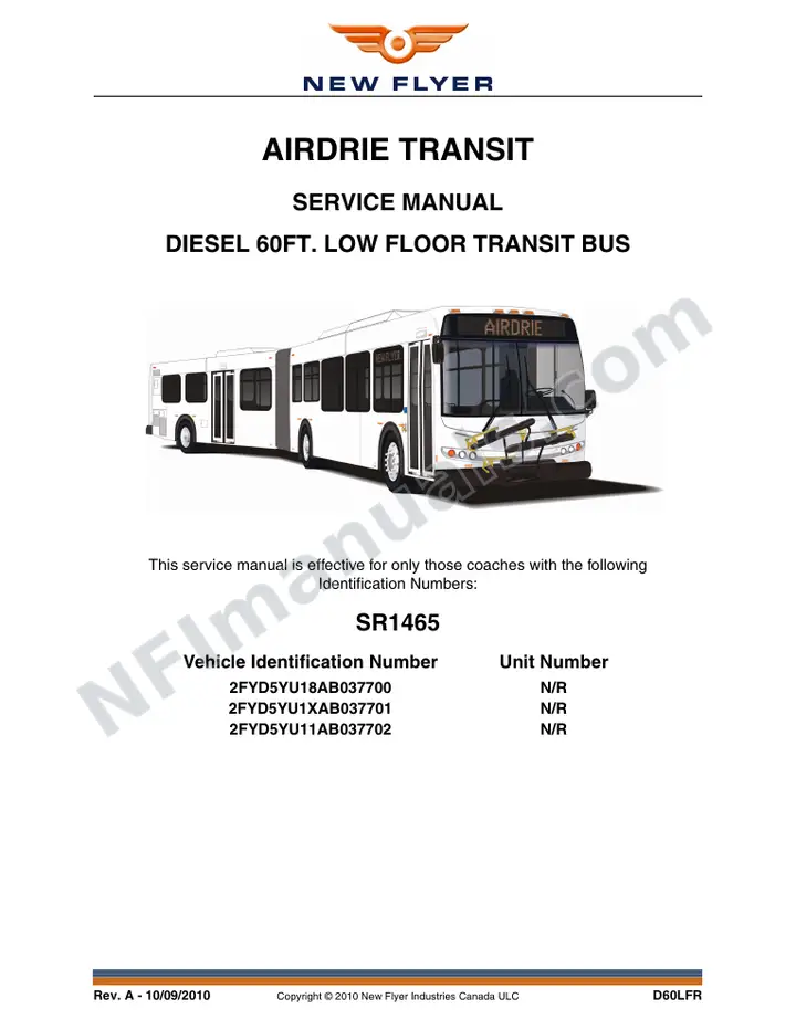 SR1465 Service Manual, Airdrie Transit first-page preview