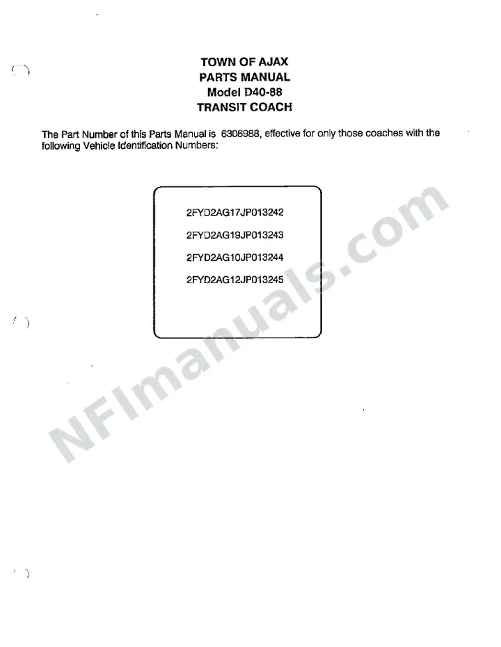 SR210 Parts Manual, Town of Ajax first-page preview