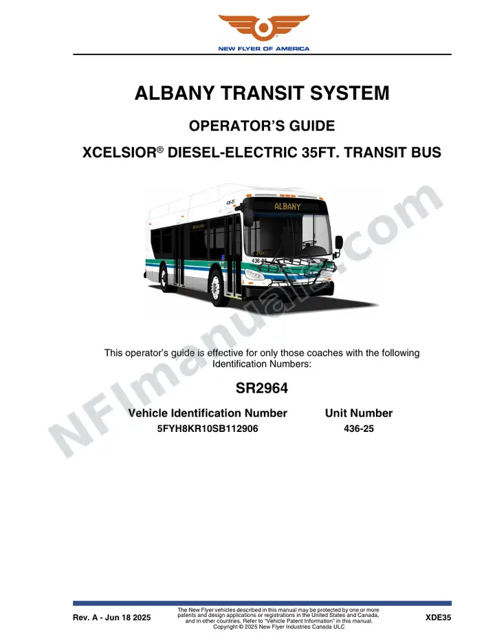 New Flyer XDE35 Manual Package - Albany Transit System included manual preview