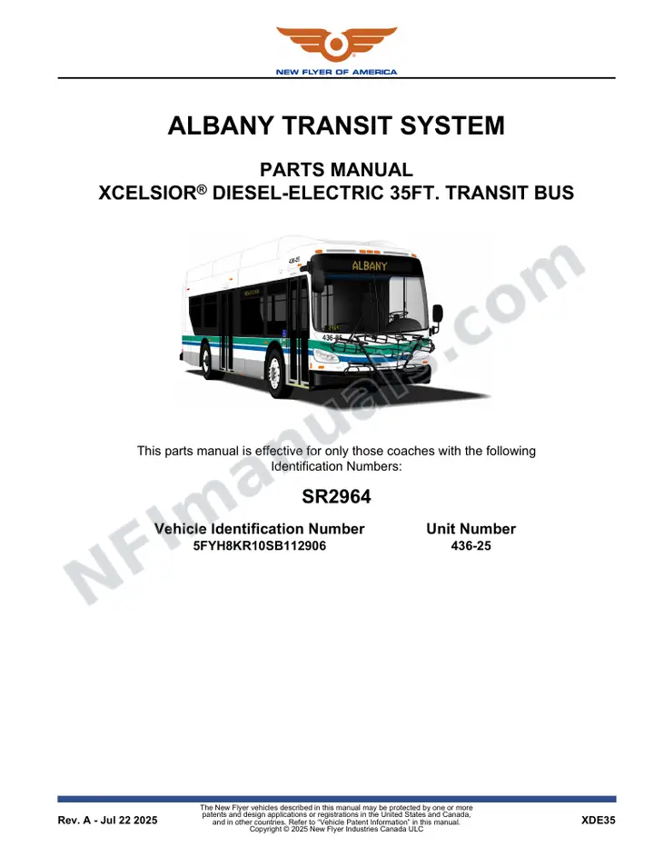 SR2964 Parts Manual, Albany Transit System first-page preview