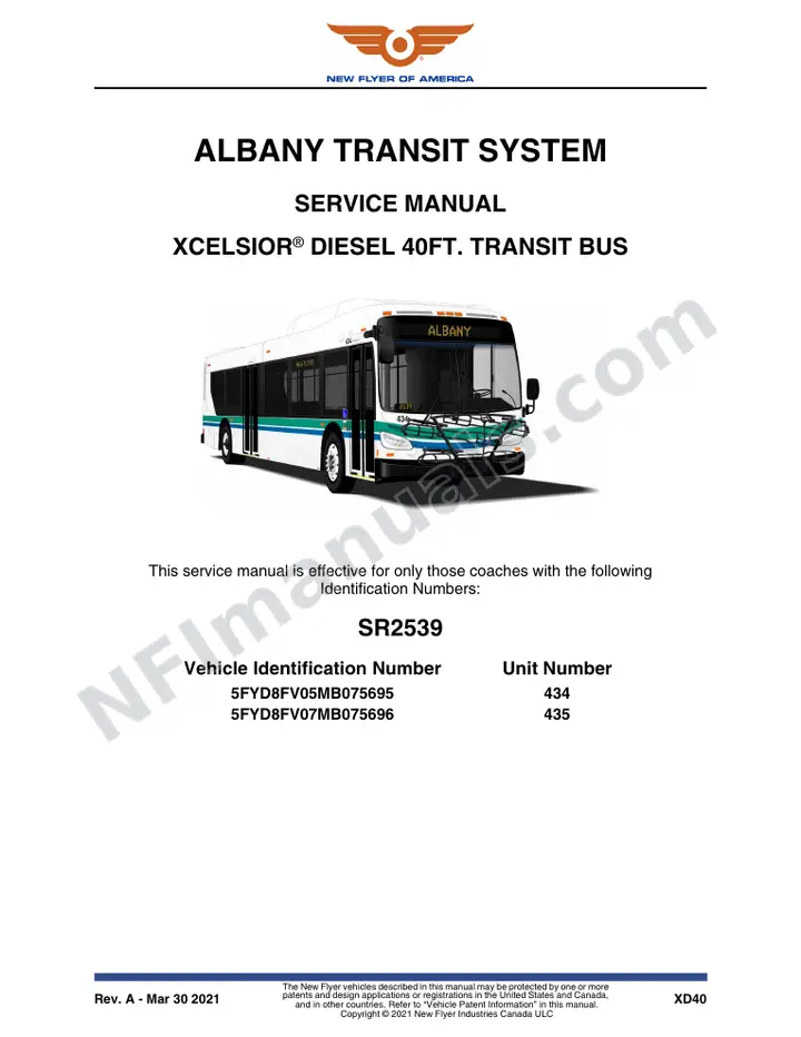 SR2539 Service Manual, Albany Transit System first-page preview