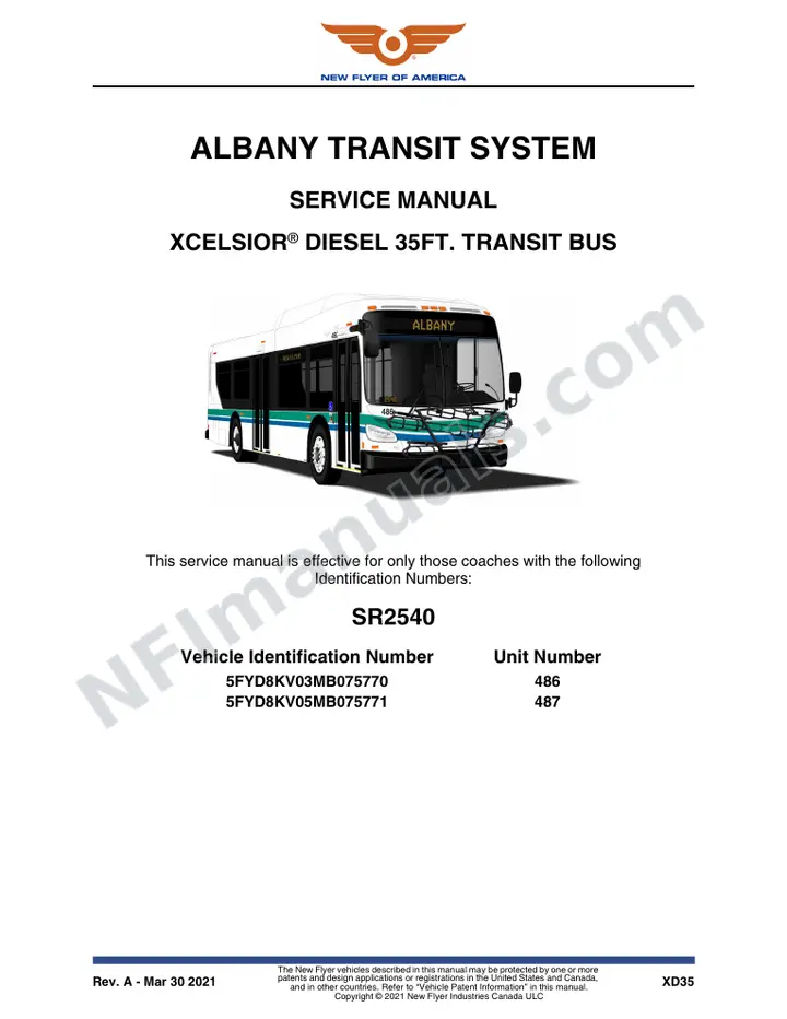 SR2540 Service Manual, Albany Transit System first-page preview