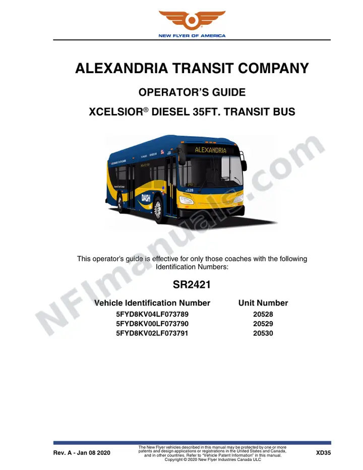 SR2421 Operator's Guide, Alexandria Transit Company first-page preview