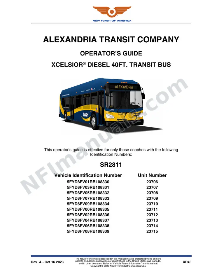 SR2811 Operator's Guide, Alexandria Transit Company first-page preview
