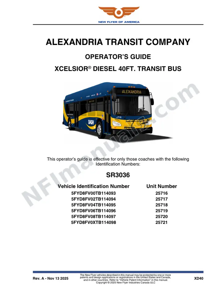 SR3036 Operator's Guide, Alexandria Transit Company first-page preview
