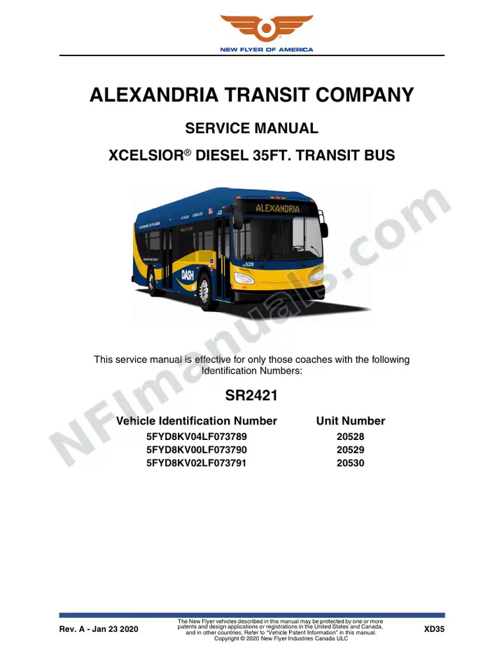 SR2421 Service Manual, Alexandria Transit Company first-page preview