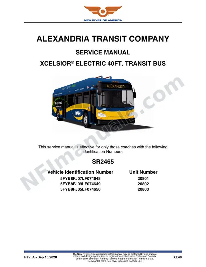 SR2465 Service Manual, Alexandria Transit Company first-page preview