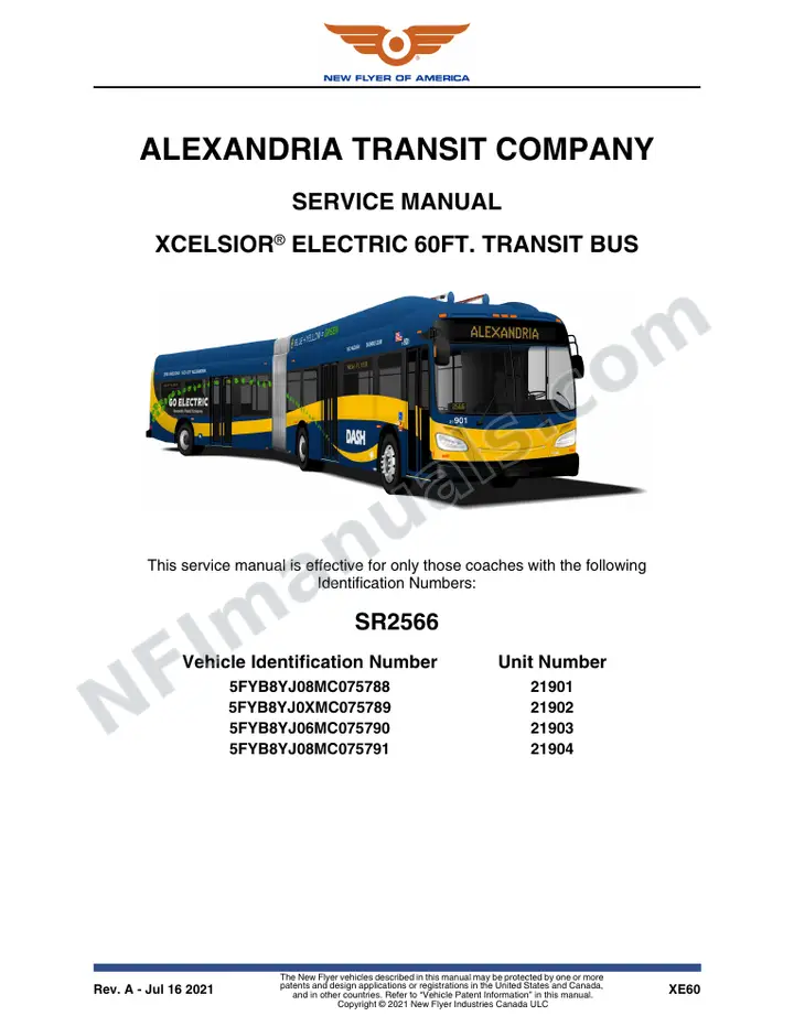 SR2566 Service Manual, Alexandria Transit Company first-page preview