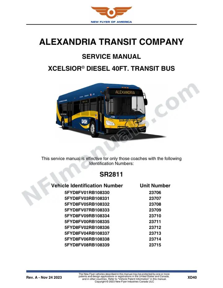 SR2811 Service Manual, Alexandria Transit Company first-page preview