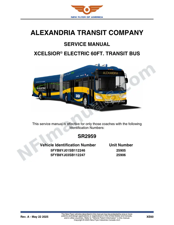 SR2959 Service Manual, Alexandria Transit Company first-page preview