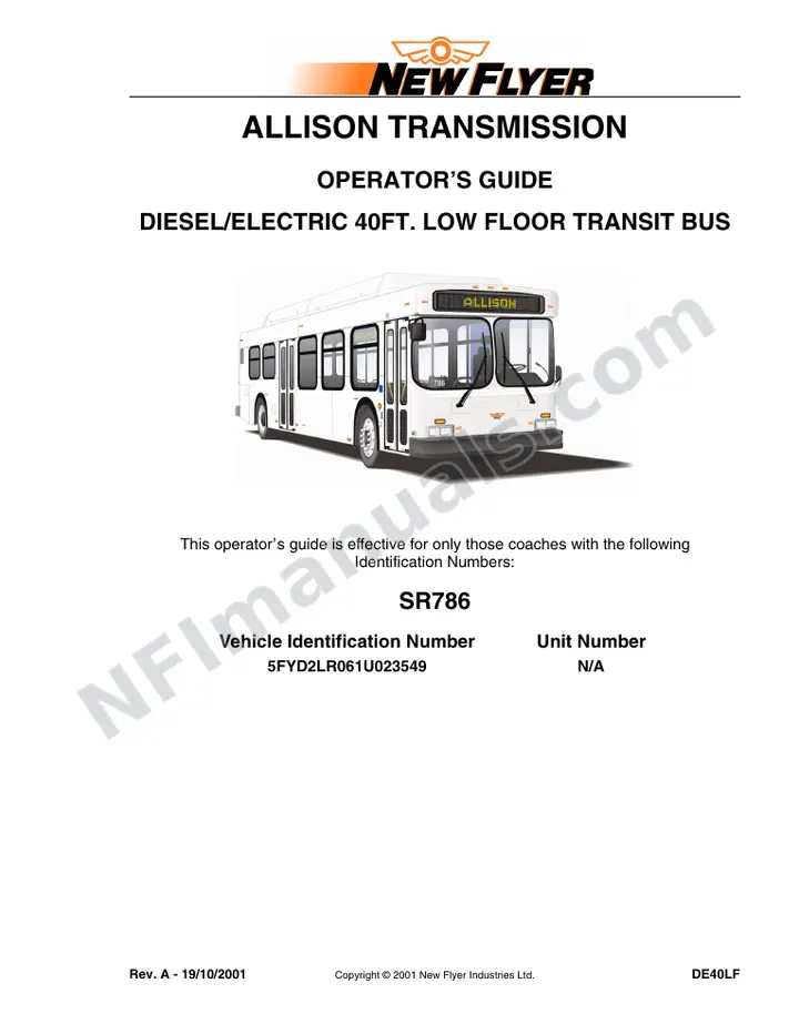 SR786 Operator's Guide, Allison Transmission first-page preview