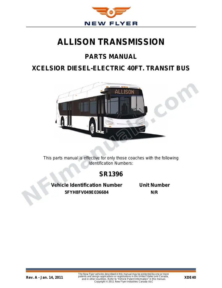 SR1396 Parts Manual, Allison Transmission first-page preview