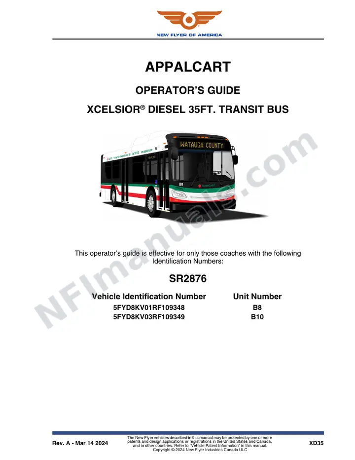 New Flyer XD35 Manual Package - AppalCART included manual preview
