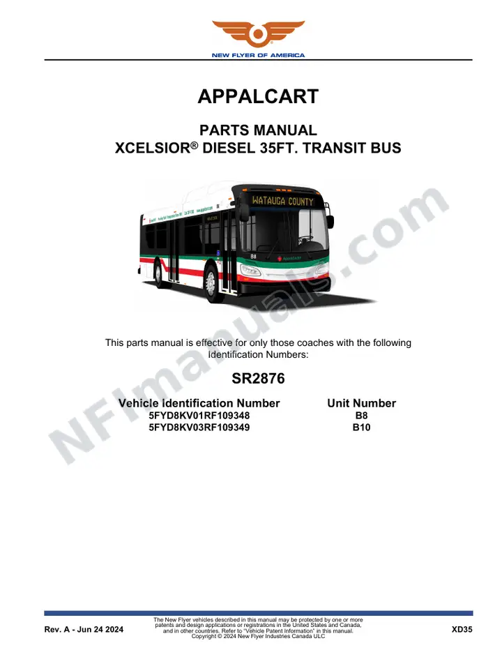 SR2876 Parts Manual, AppalCART first-page preview