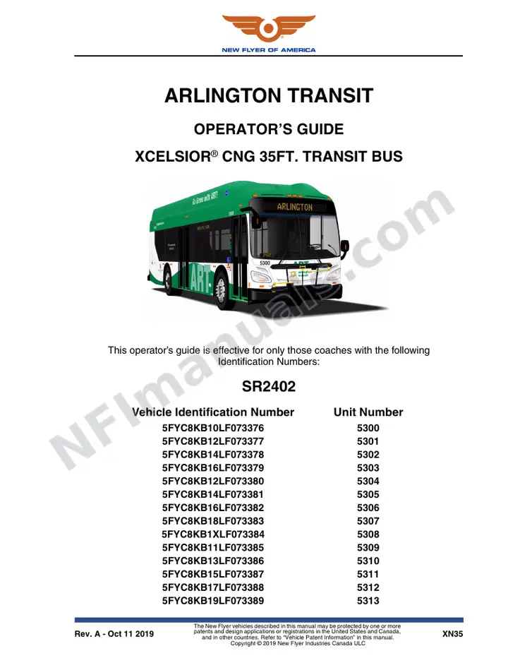 New Flyer XN35 Manual Package - Arlington Transit included manual preview