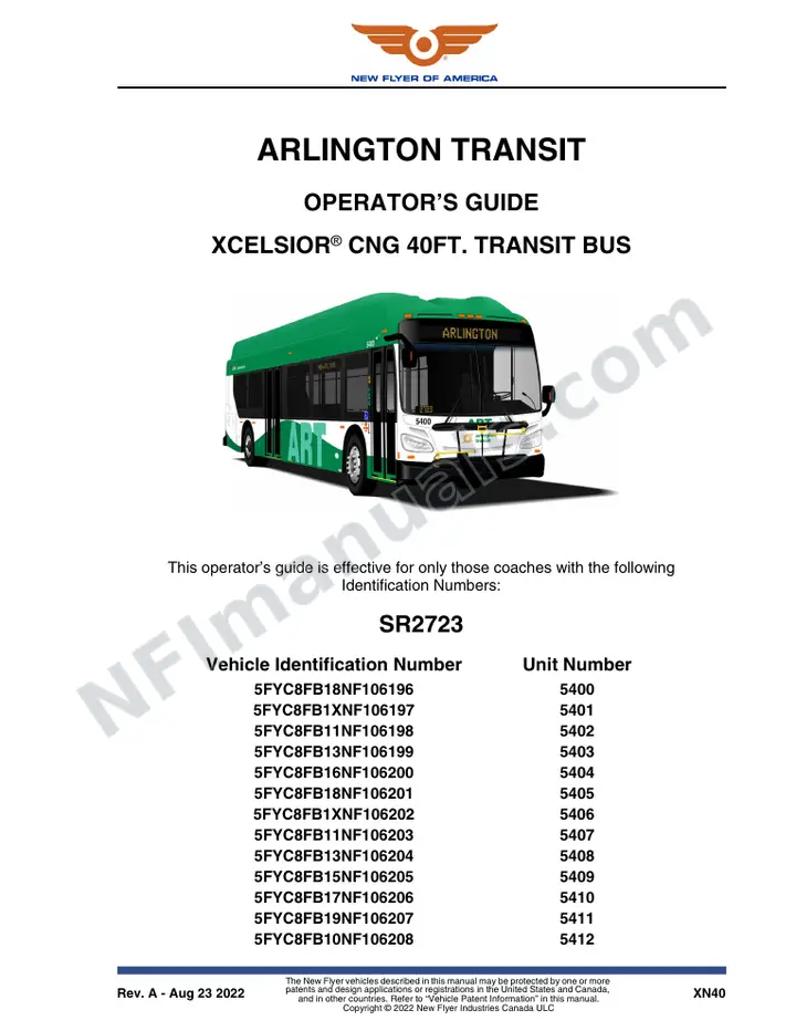 SR2723 Operator's Guide, Arlington Transit first-page preview