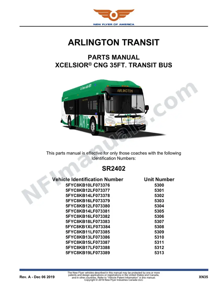 SR2402 Parts Manual, Arlington Transit first-page preview