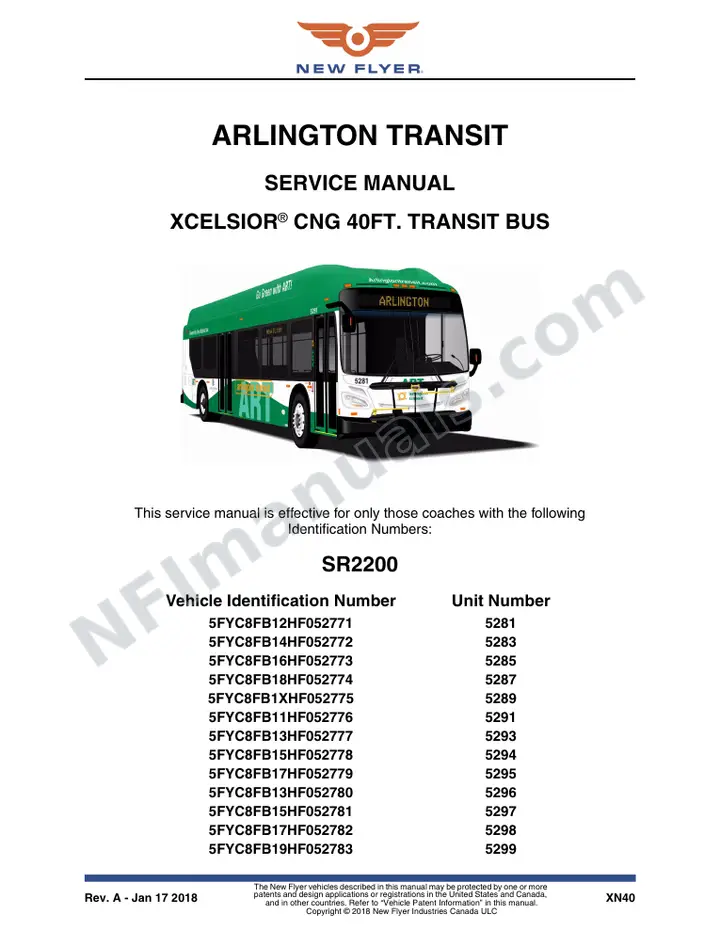SR2200 Service Manual, Arlington Transit first-page preview