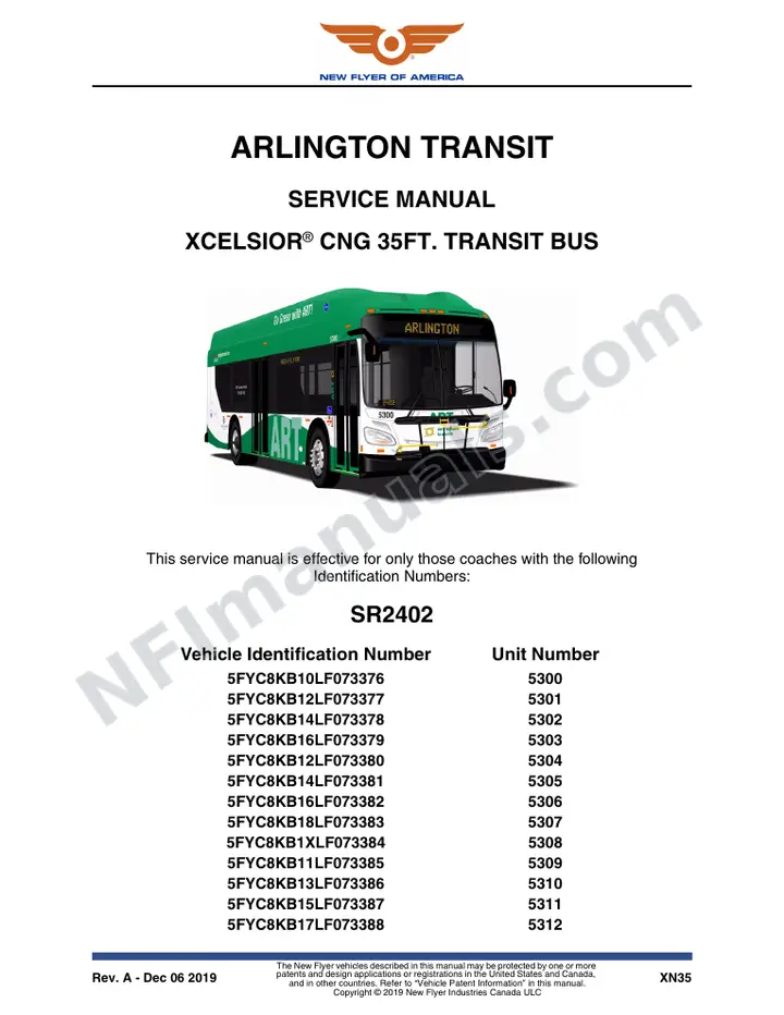 SR2402 Service Manual, Arlington Transit first-page preview