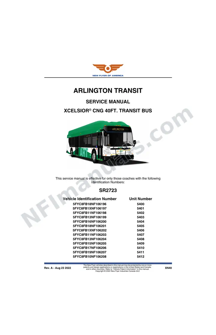 SR2723 Service Manual, Arlington Transit first-page preview