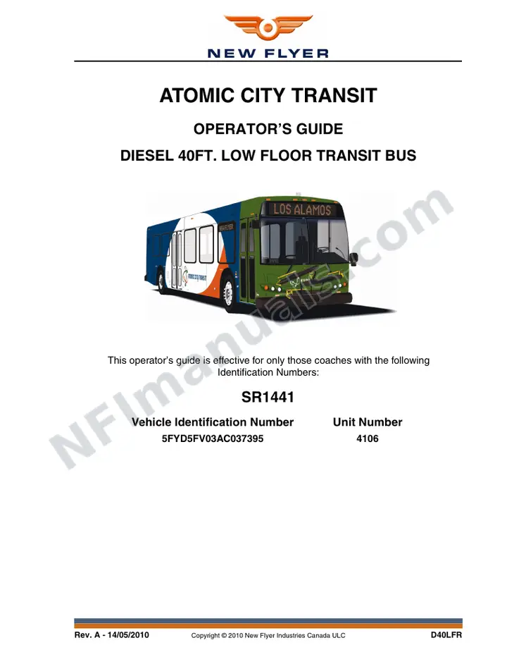 New Flyer D40LFR Manual Package - Atomic City Transit included manual preview