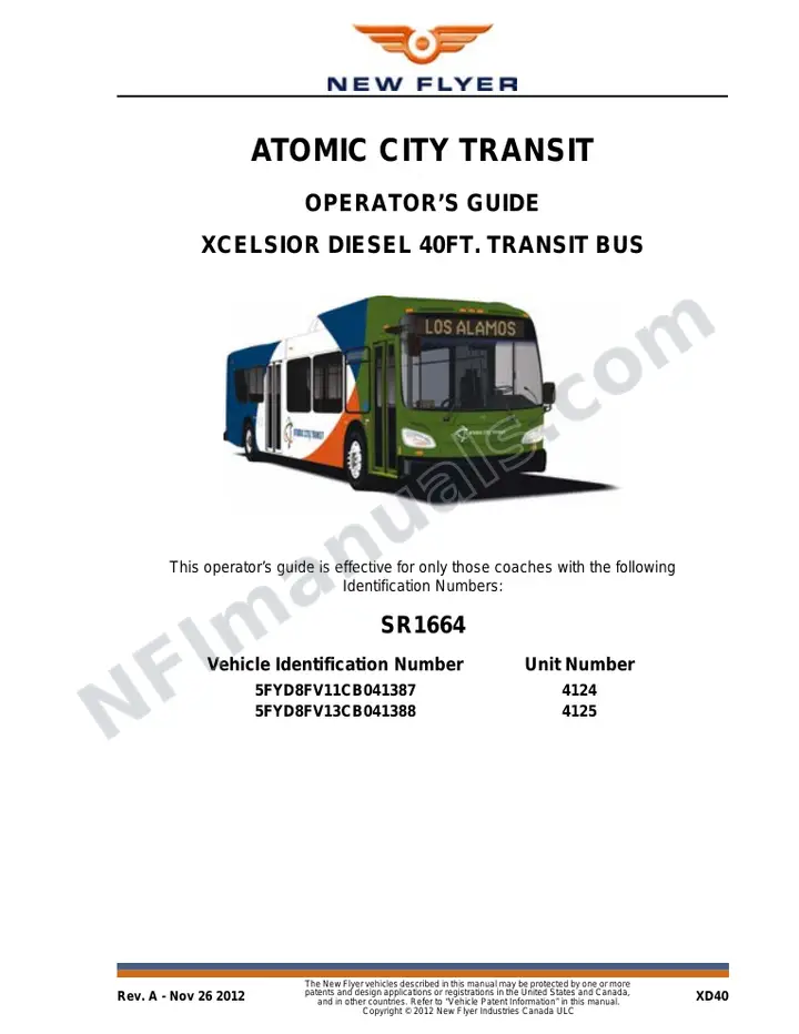 New Flyer XD40 Manual Package - Atomic City Transit included manual preview