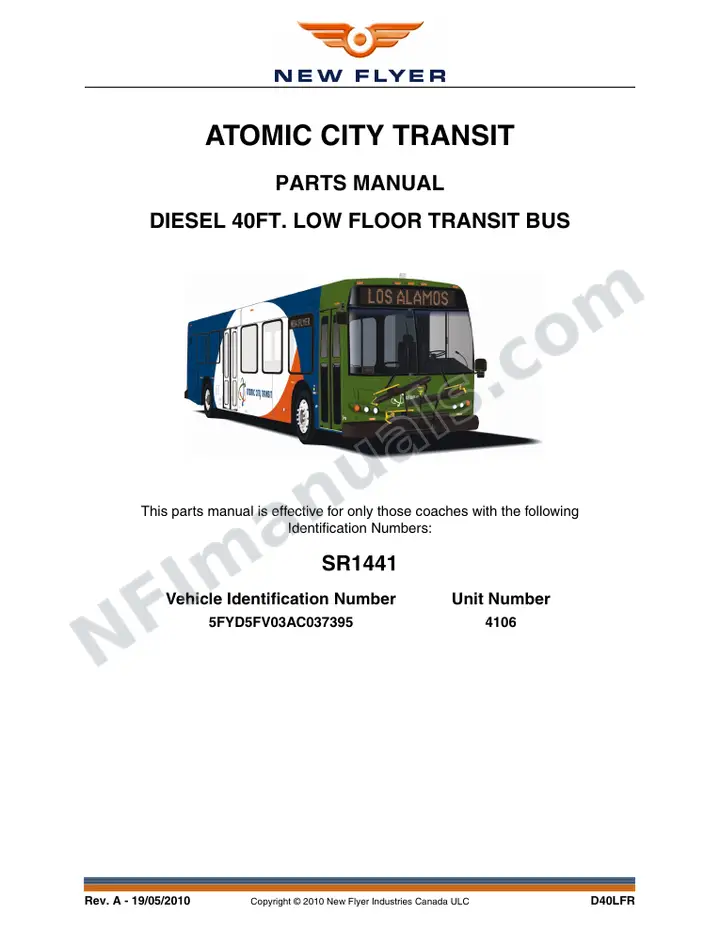 SR1441 Parts Manual, Atomic City Transit first-page preview