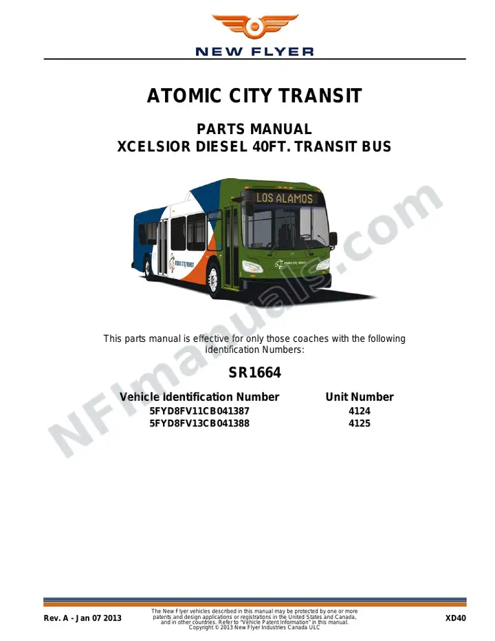 SR1664 Parts Manual, Atomic City Transit first-page preview