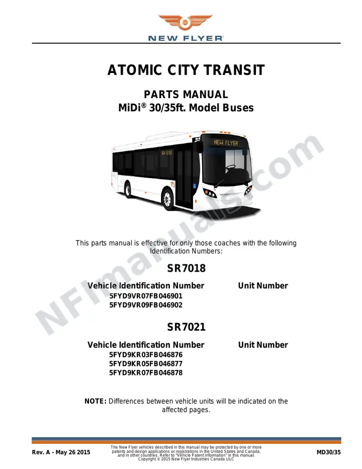 SR7018 Parts Manual, Atomic City Transit first-page preview