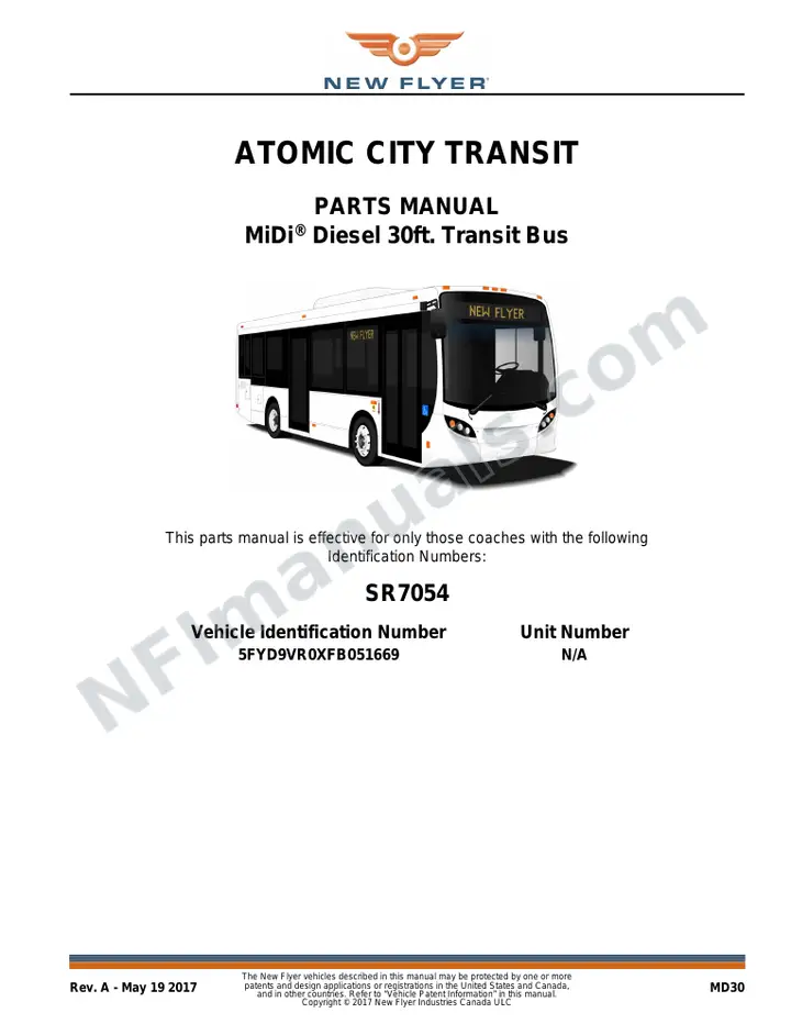 SR7054 Parts Manual, Atomic City Transit first-page preview