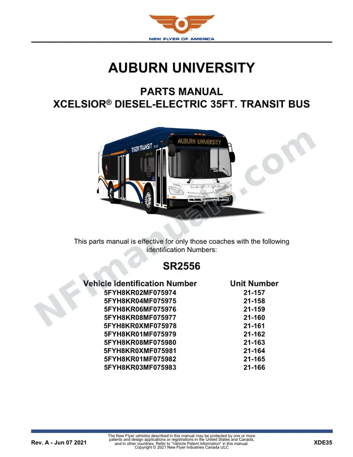 SR2556 Parts Manual, Auburn University first-page preview
