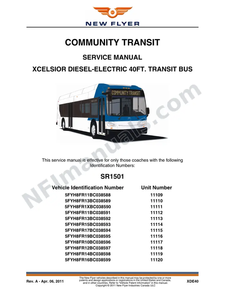 SR1501 Service Manual, Community Transit first-page preview