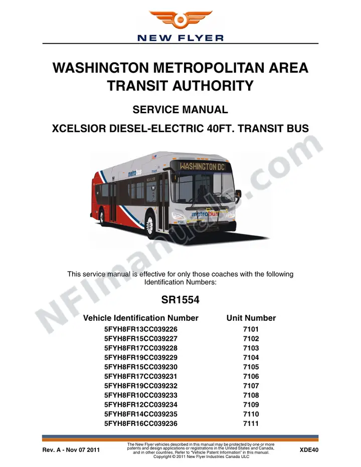 SR1554 Service Manual, WMATA first-page preview