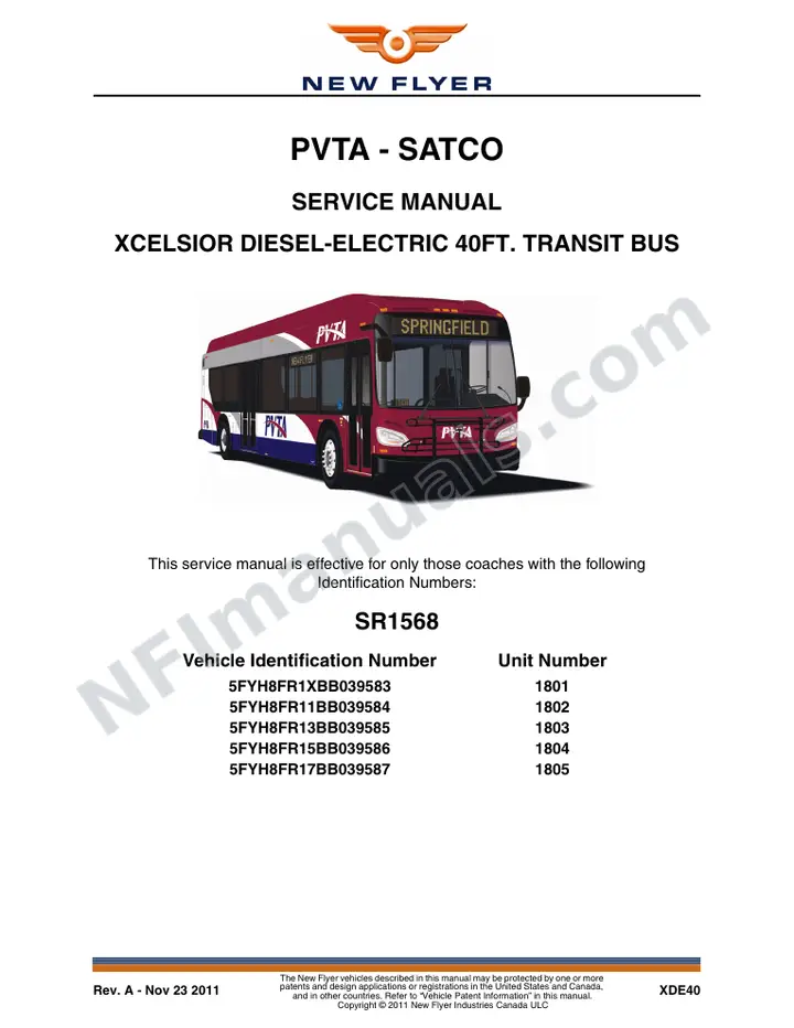 SR1568 Service Manual, PVTA - SATCO first-page preview