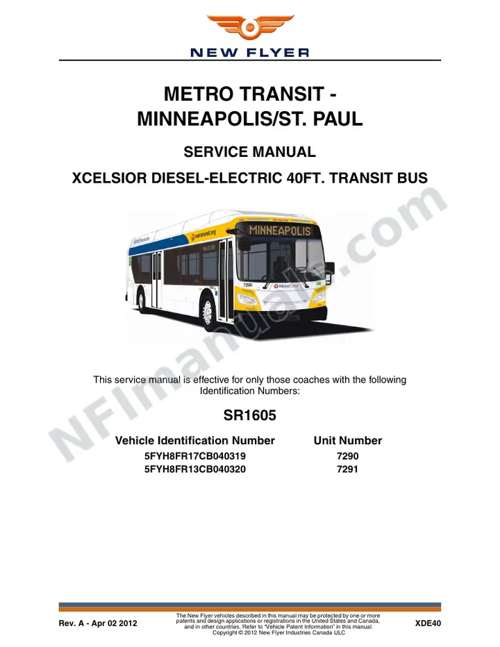 SR1605 Service Manual, Metro Transit - Minneapolis/St.Paul first-page preview