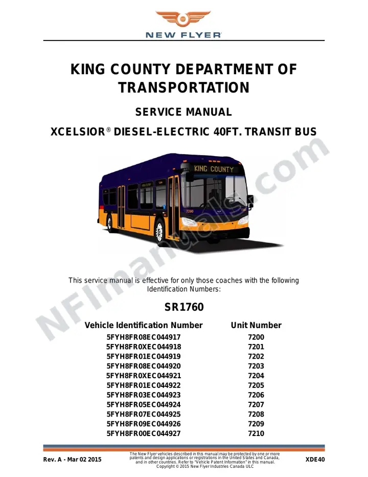 SR1760 Service Manual, King County Department of Transportation first-page preview