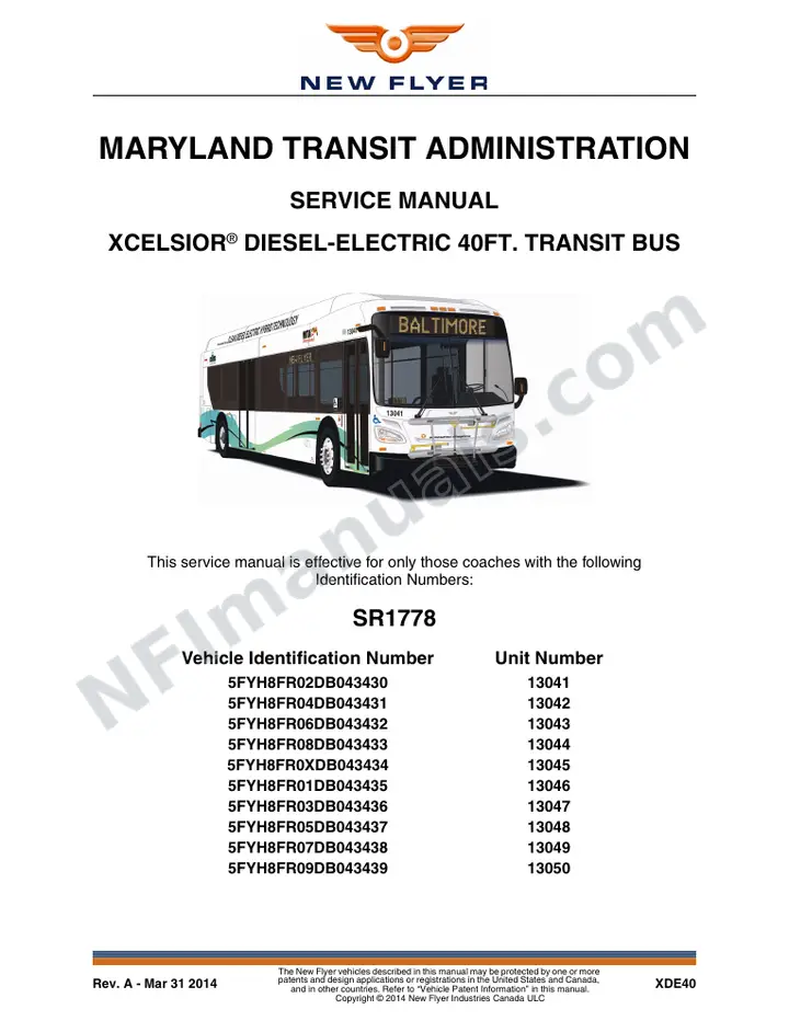 SR1778 Service Manual, Maryland Transit Administration first-page preview