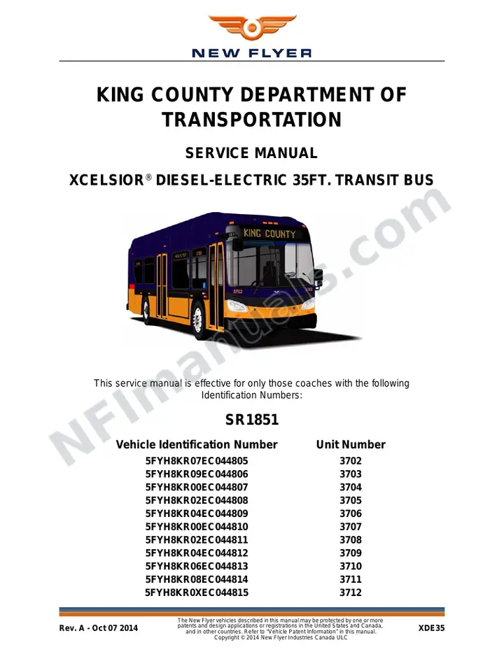 SR1851 Service Manual, King County Department of Transportation first-page preview