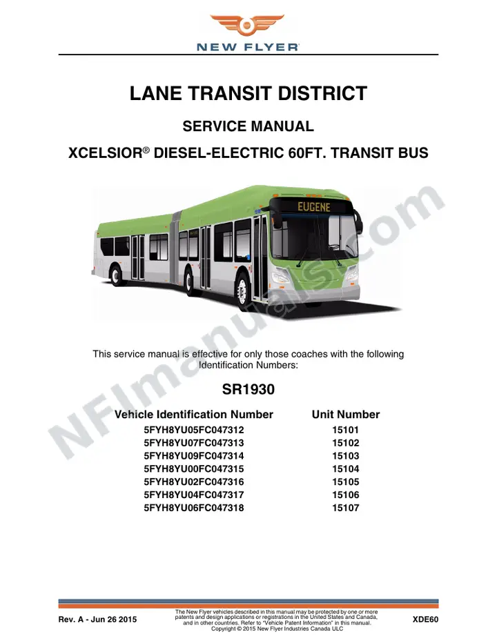 SR1930 Service Manual, Lane Transit District first-page preview