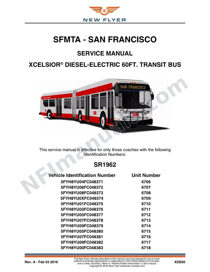 SR1962 Service Manual, SFMTA - San Francisco first-page preview