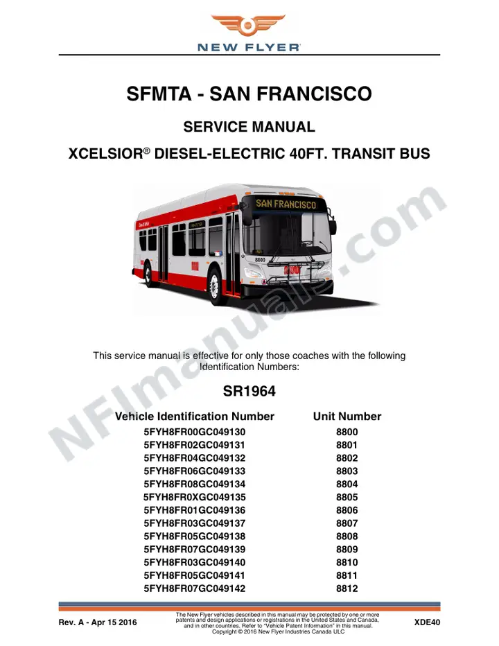 SR1964 Service Manual, SFMTA - San Francisco first-page preview