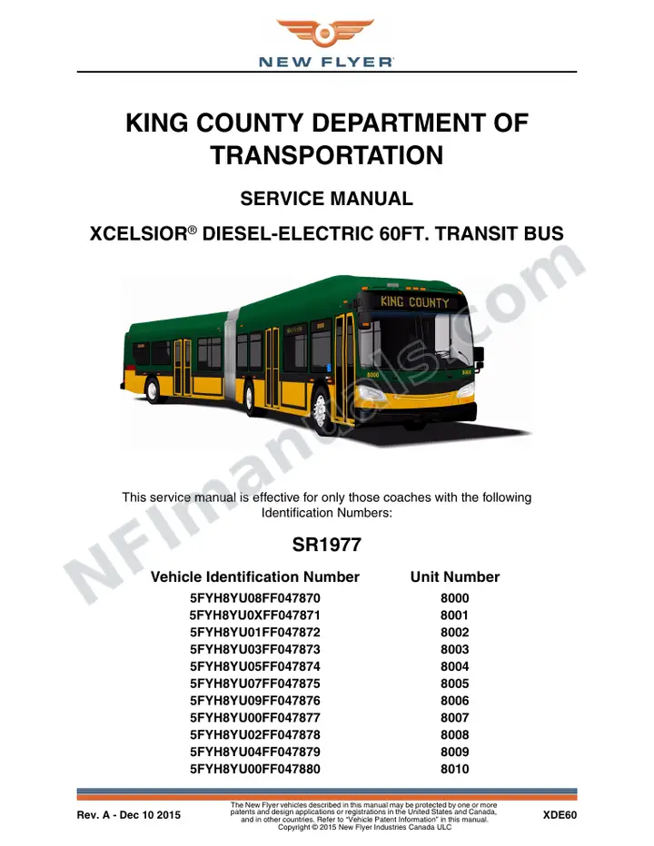 SR1977 Service Manual, King County Department of Transportation first-page preview