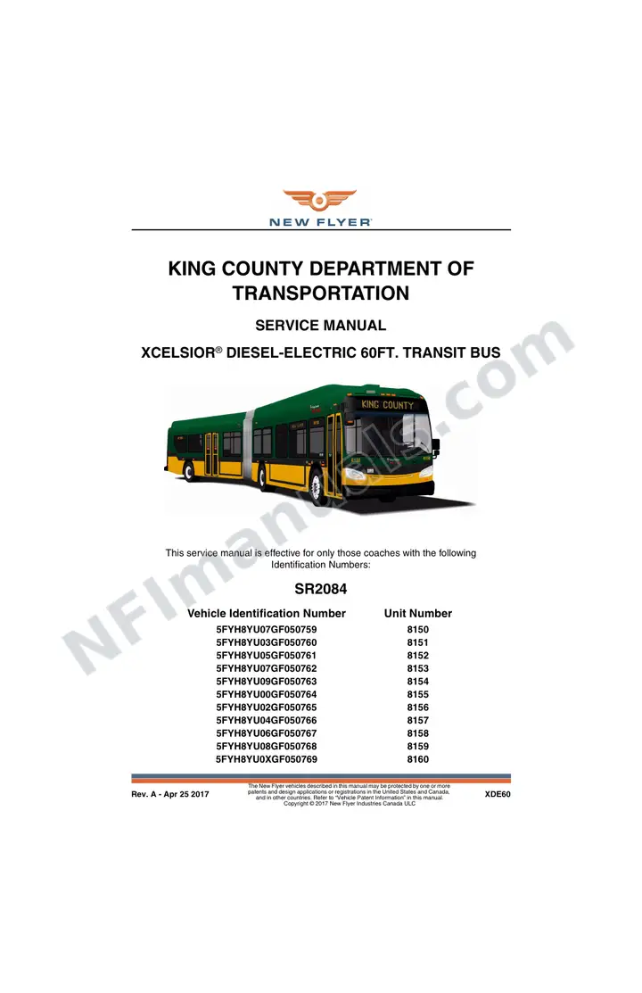 SR2084 Service Manual, King County Department of Transportation first-page preview