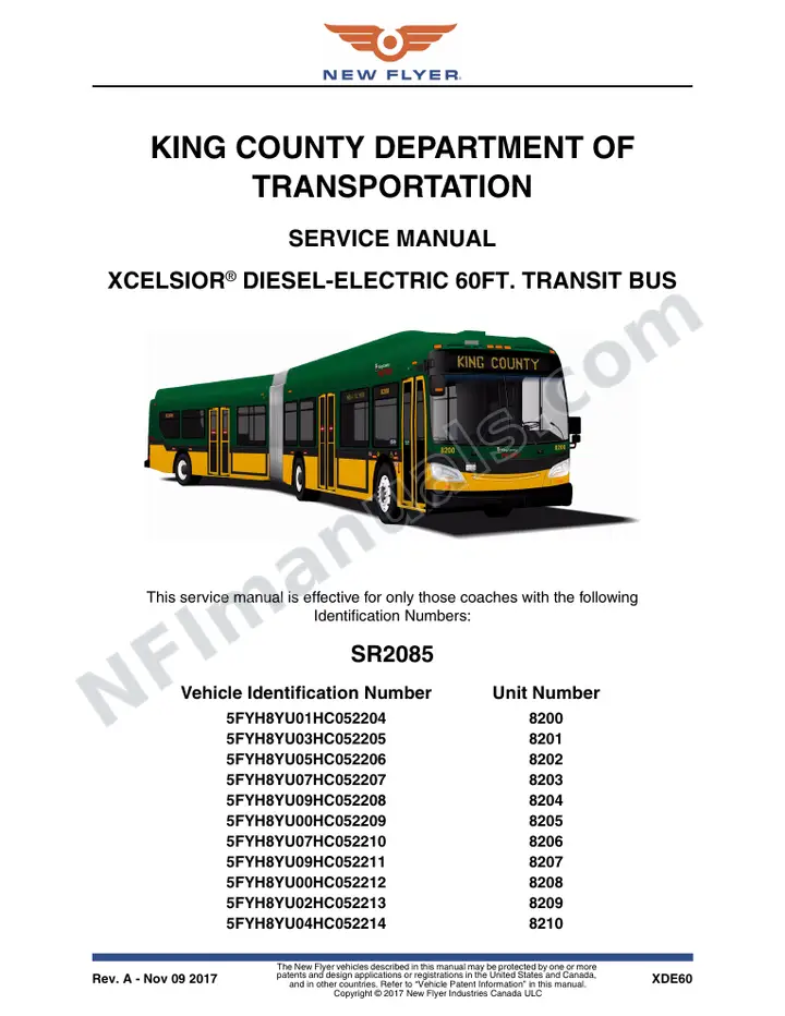 SR2085 Service Manual, King County Department of Transportation first-page preview