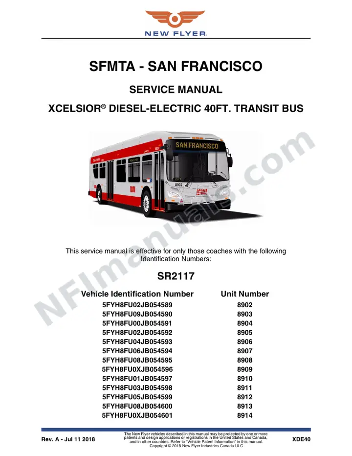 SR2117 Service Manual, SFMTA - San Francisco first-page preview