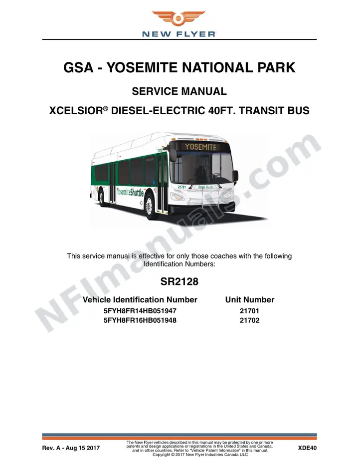 SR2128 Service Manual, GSA - Yosemite National Park first-page preview
