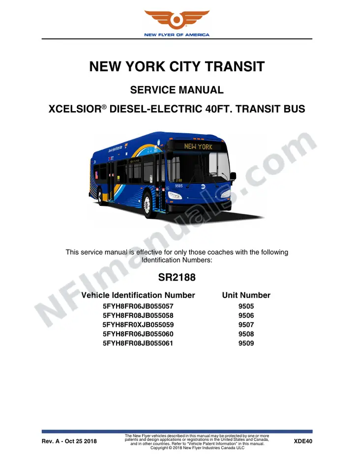 SR2188 Service Manual, New York City Transit first-page preview