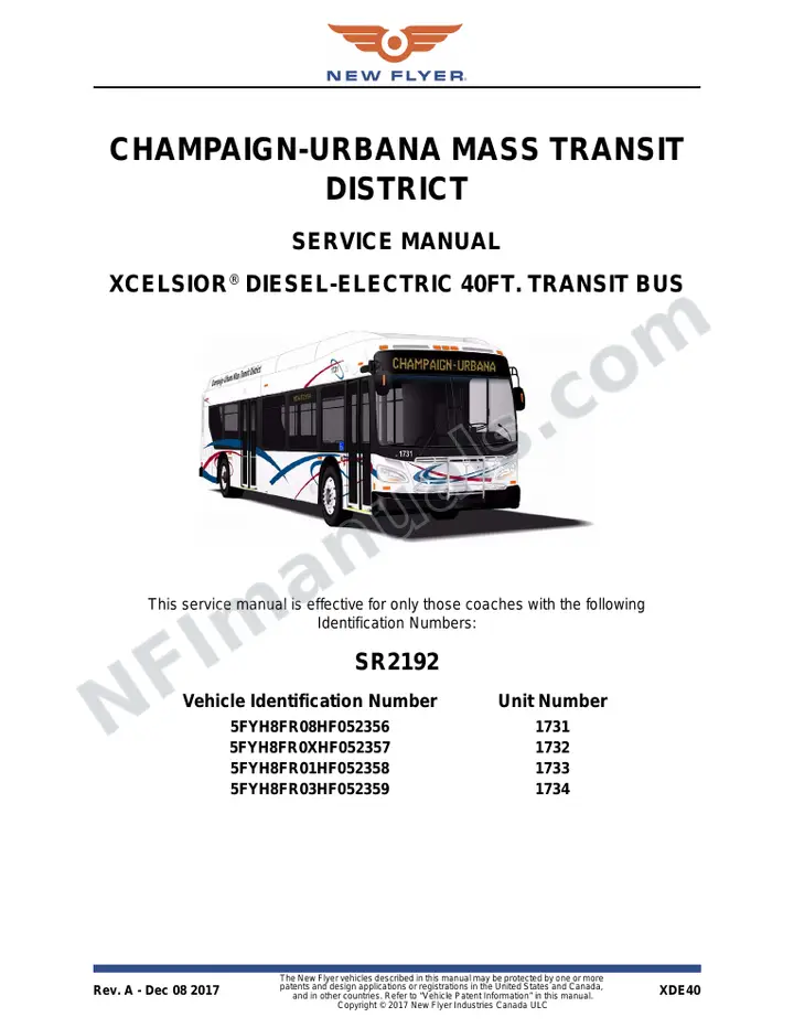 SR2192 Service Manual, Champaign-Urbana Mass Transit District first-page preview