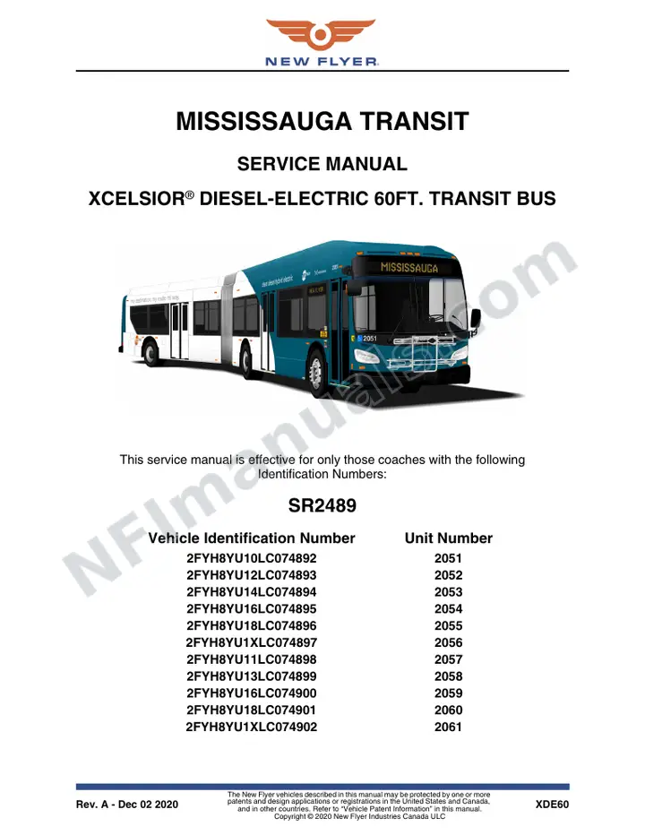 SR2489 Service Manual, Mississauga Transit first-page preview
