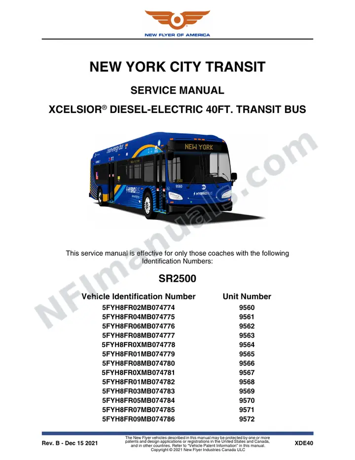 SR2500 Service Manual, New York City Transit first-page preview